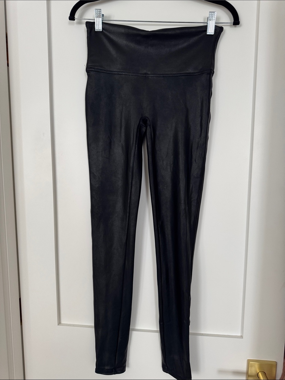 Spanx Black Faux Leather Leggings Size M